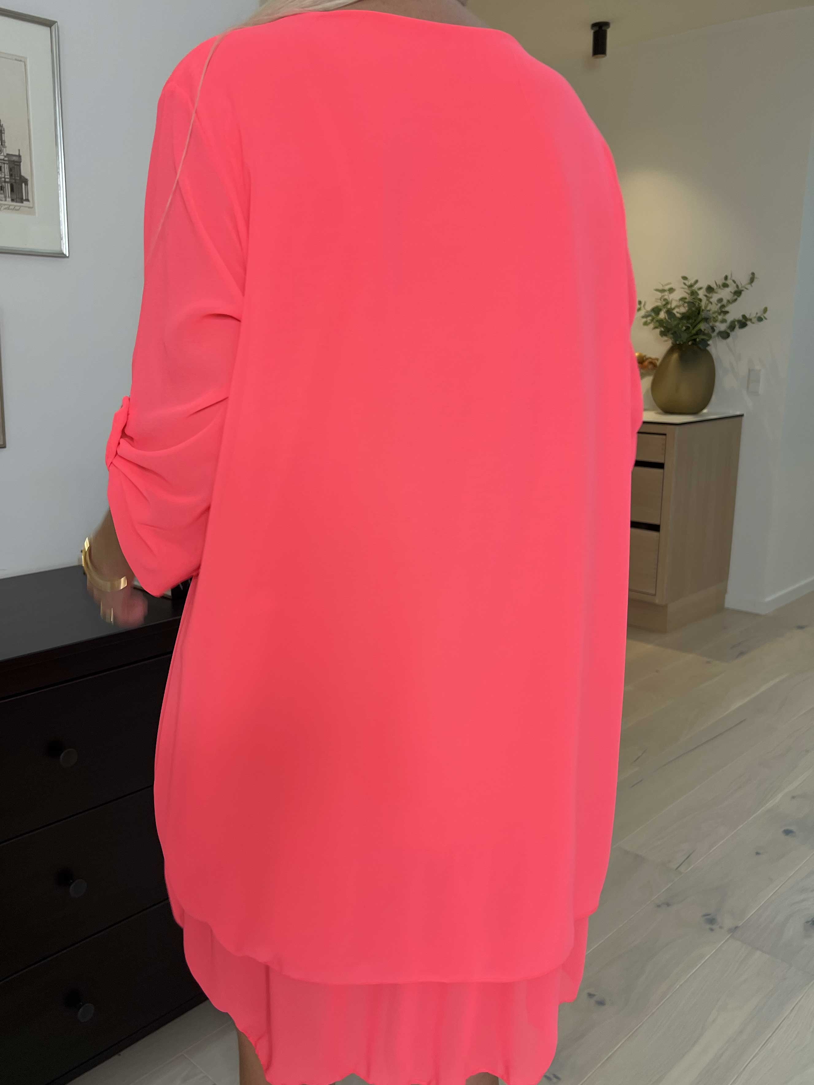 Jill - Chiffon tunikakjole med viskose underkjole